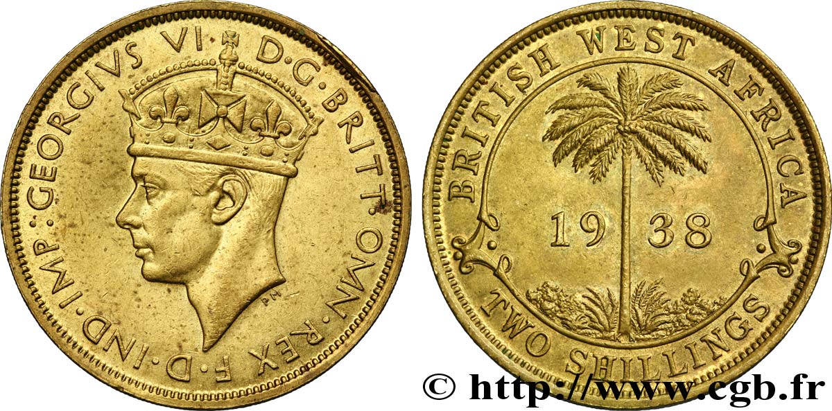 AFRIQUE OCCIDENTALE BRITANNIQUE 2 Shillings Georges VI 1938 Kings Norton - KN SUP 