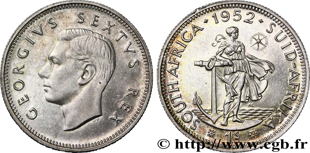 AFRIQUE DU SUD 1 Shilling Georges VI 1952 Pretoria SPL 