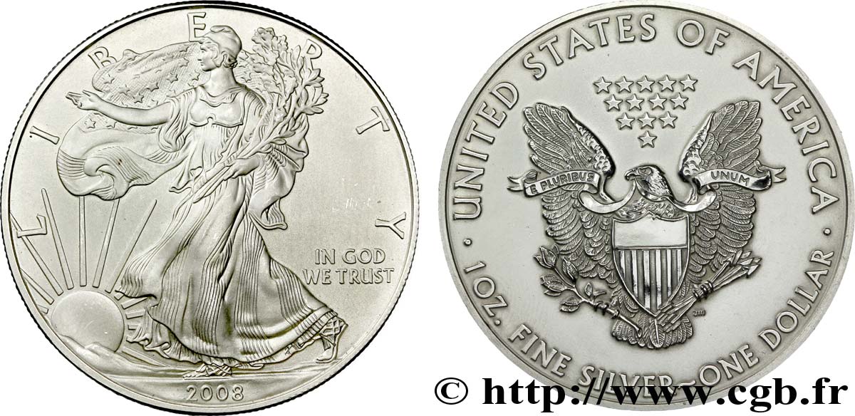 ÉTATS-UNIS D AMÉRIQUE 1 Dollar type Silver Eagle 2008  SUP 