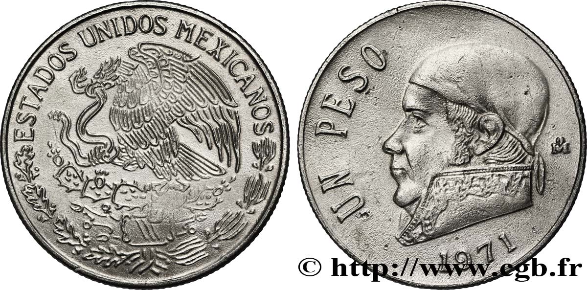 MEXIQUE 1 Peso Jose Morelos y Pavon / aigle 1971 Mexico SUP 