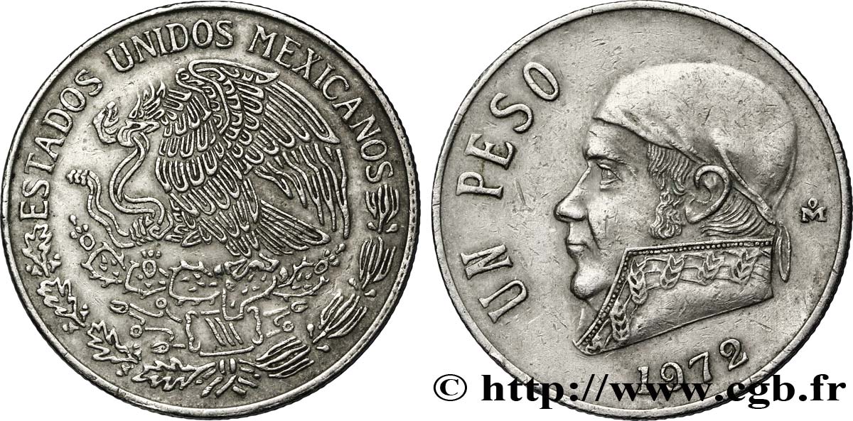 MEXIKO 1 Peso Jose Morelos y Pavon / aigle 1972 Mexico SS 