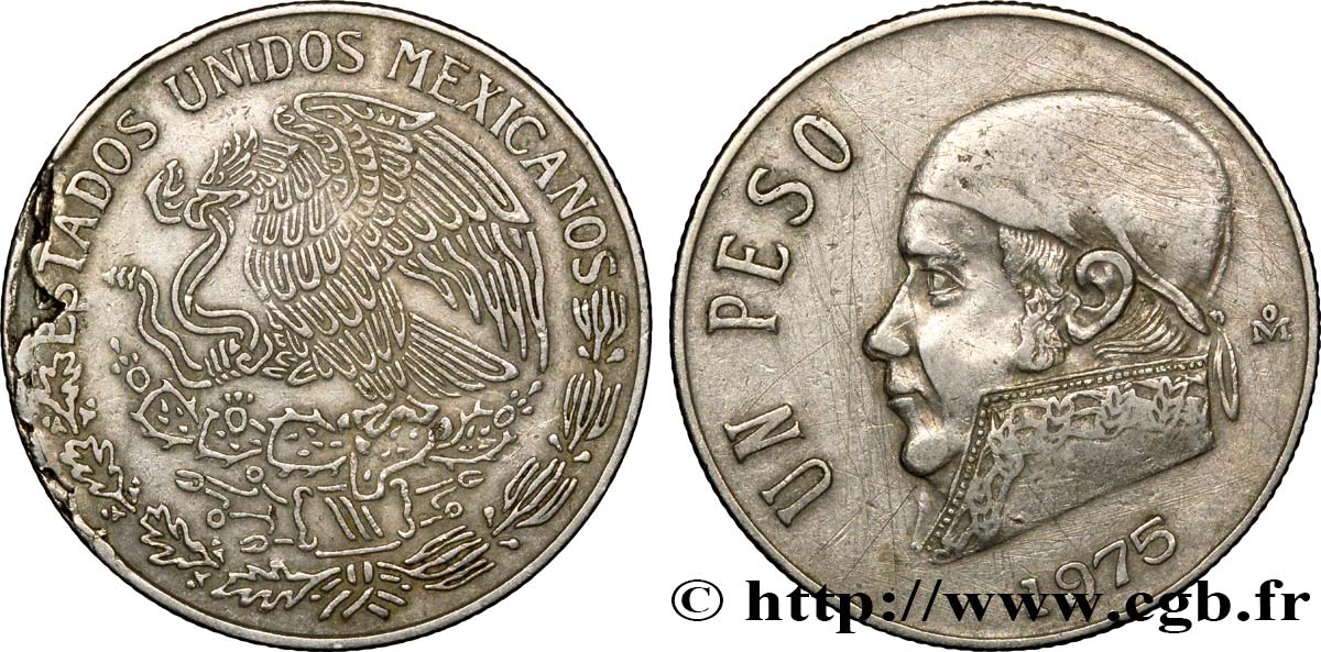 MÉXICO 1 Peso Jose Morelos y Pavon / aigle 1975 Mexico MBC 