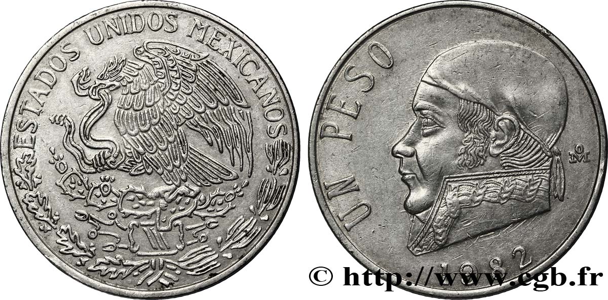 MEXIQUE 1 Peso Jose Morelos y Pavon / aigle 1982 Mexico SUP 