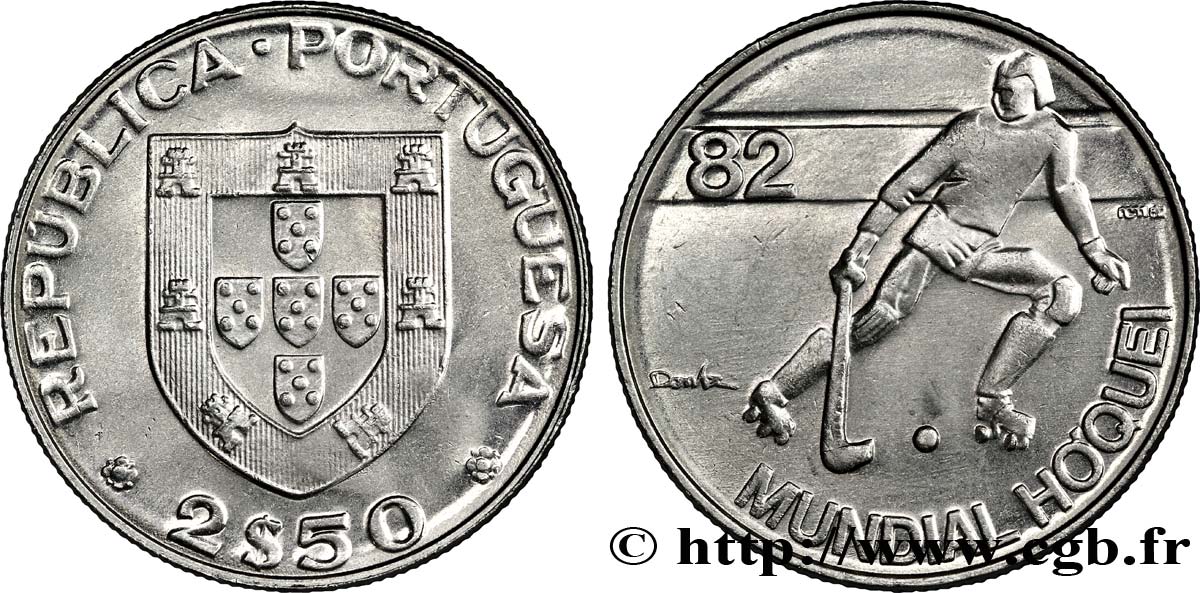 PORTUGAL 2 1/2 Escudos emblème / voilier 1982  SPL 