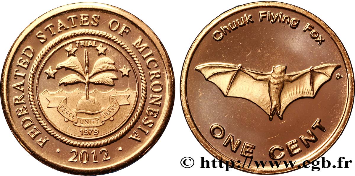 MICRONÉSIE 1 Cent emblème / chauve-souris 2012  FDC 