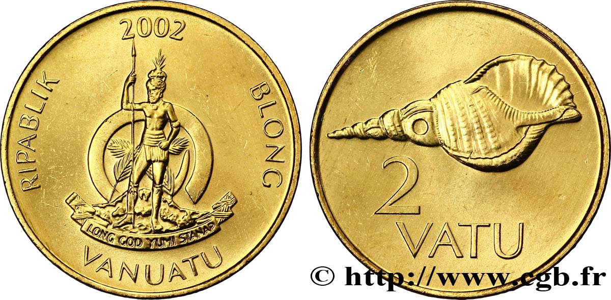 VANUATU 2 Vatu emblème national / coquillage 2002  SPL 