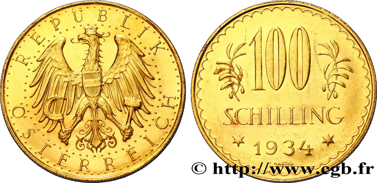 AUTRICHE 100 Schilling aigle 1934 Vienne SUP 