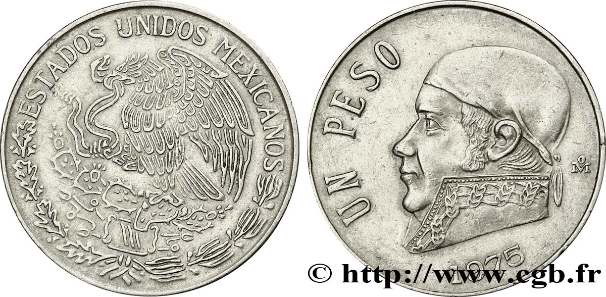 MEXICO 1 Peso Jose Morelos y Pavon / aigle 1975 Mexico XF 