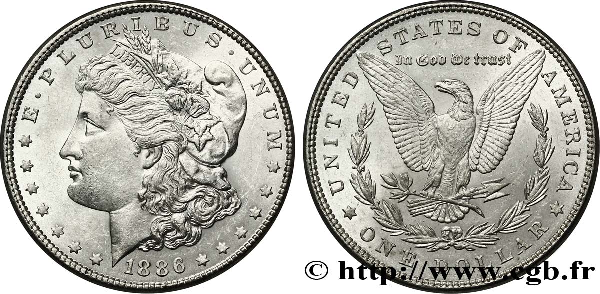 ÉTATS-UNIS D AMÉRIQUE 1 Dollar type Morgan 1886 Philadelphie SUP58 