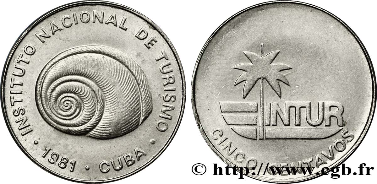 CUBA 5 Centavos monnaie pour touristes Intur 1981  SUP 