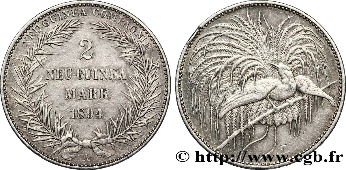 ALLEMAGNE - NOUVELLE-GUINÉE ALLEMANDE 2 Neu-Guinea mark 1894 Berlin SUP 