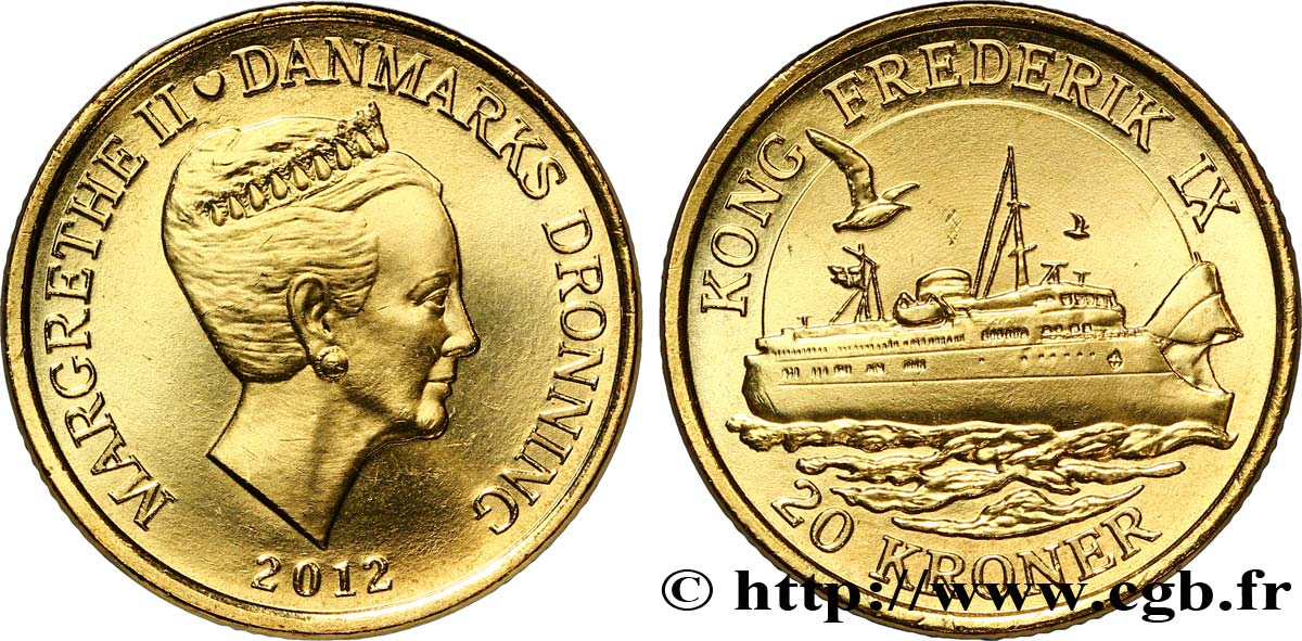 DINAMARCA 20 Kroner série des navires : reine Margrethe II / le 2012  MS 