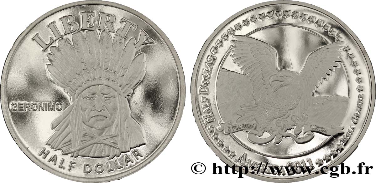 ÉTATS UNIS D AMÉRIQUE - Tribus Amérindiennes 1/2 Dollar Proof Mesa Grande : Geronimo 2011  FDC 