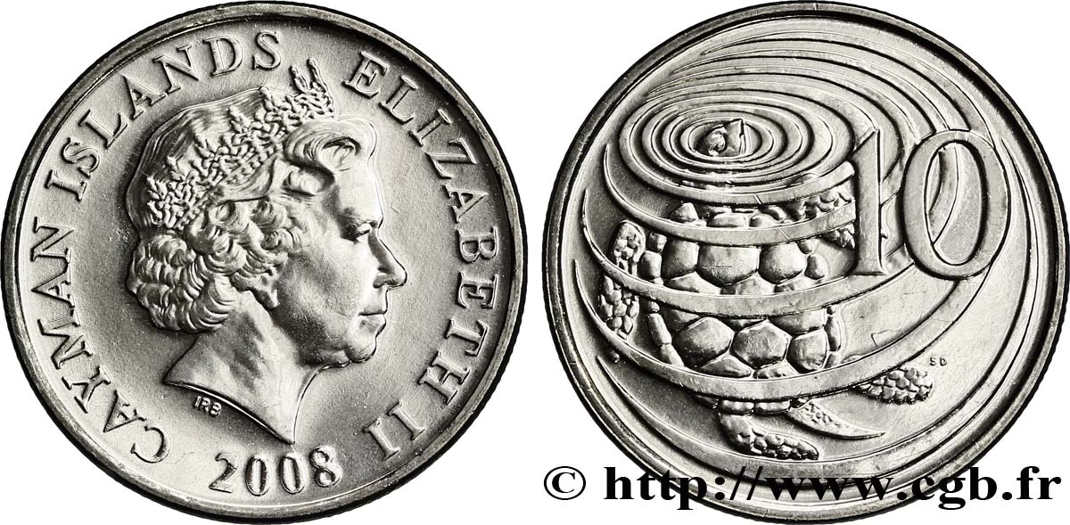 ISOLE CAYMAN 10 Cents Elisabeth II / tortue 2008  MS 