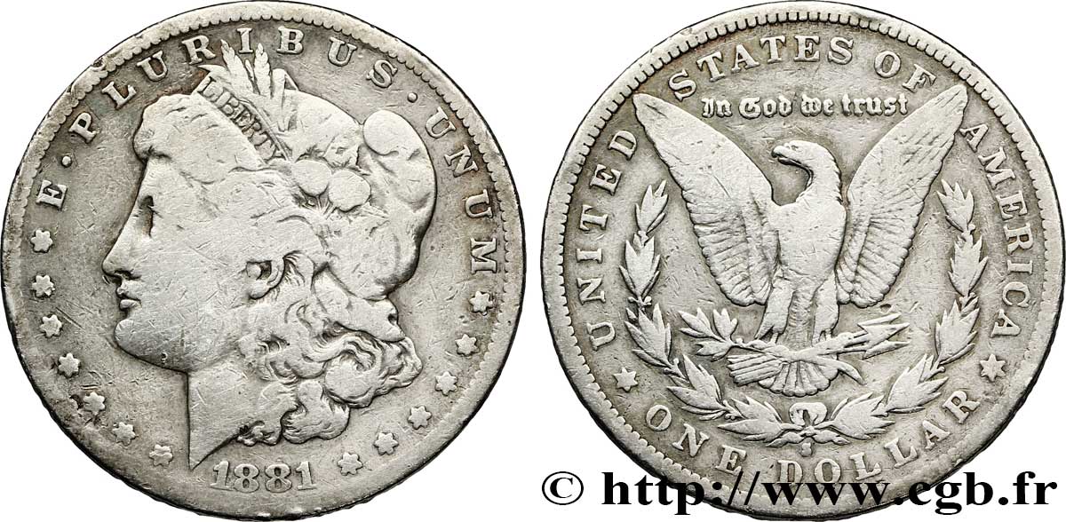 ÉTATS-UNIS D AMÉRIQUE 1 Dollar type Morgan 1881 San Francisco - S B+ 