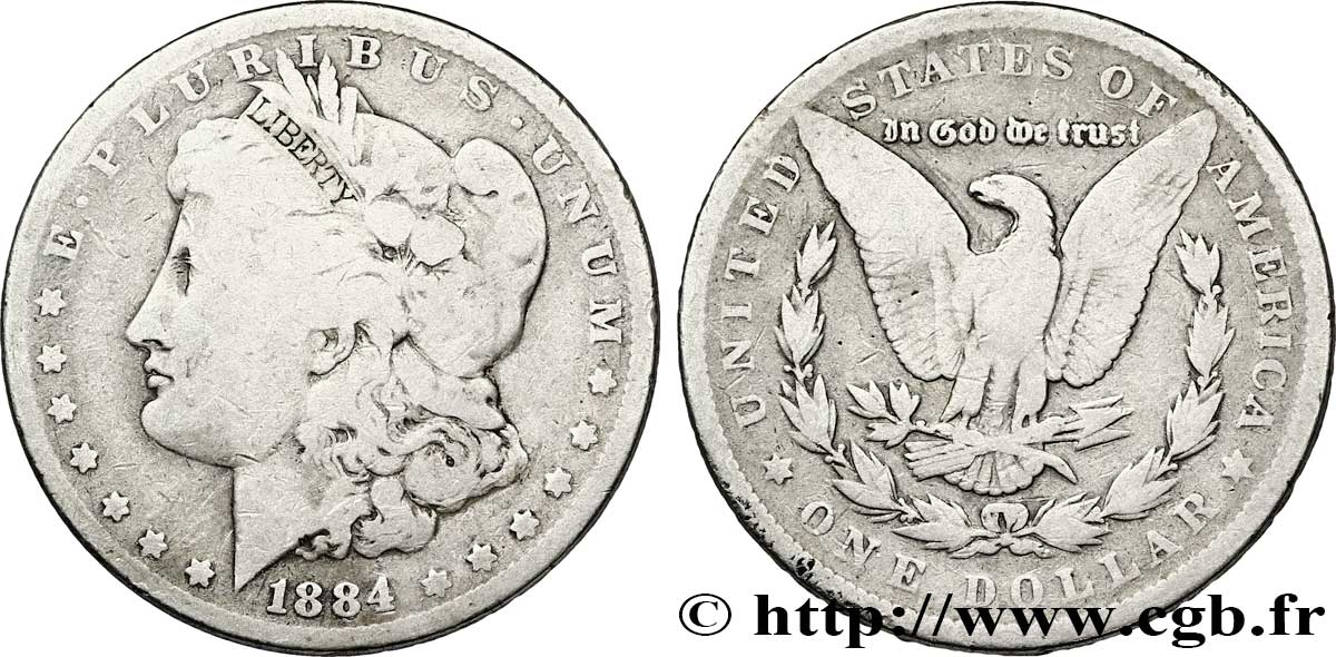 ÉTATS-UNIS D AMÉRIQUE 1 Dollar type Morgan 1884 Philadelphie B+ 