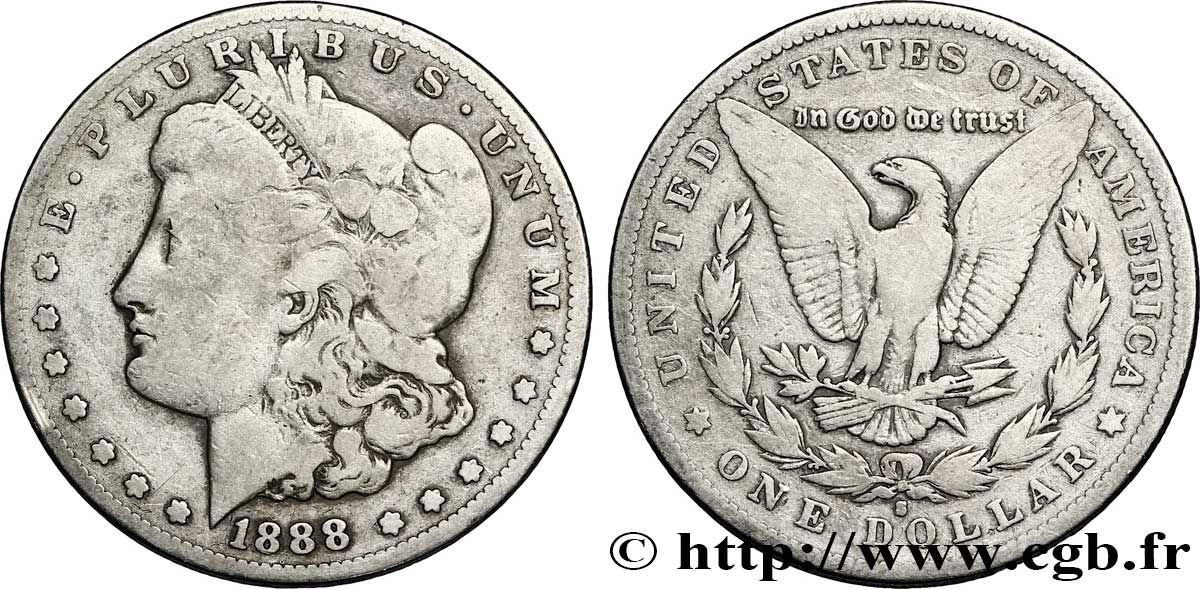 ÉTATS-UNIS D AMÉRIQUE 1 Dollar type Morgan 1888 Nouvelle-Orléans - O B+ 