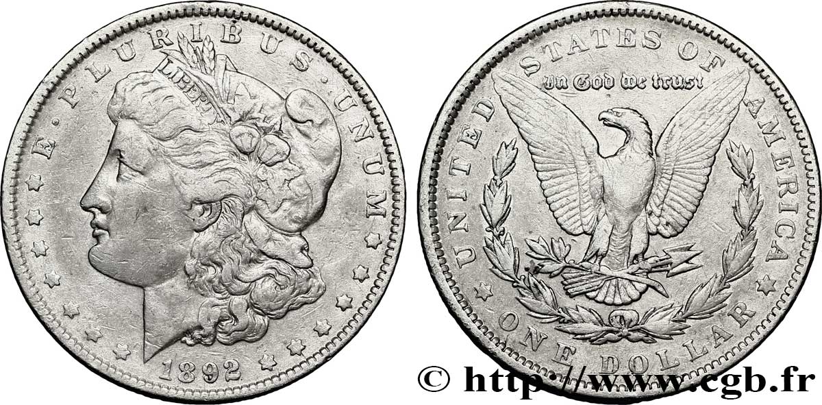 ÉTATS-UNIS D AMÉRIQUE 1 Dollar type Morgan 1892 Philadelphie TTB 