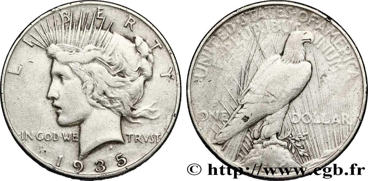 ÉTATS-UNIS D AMÉRIQUE 1 Dollar type Peace 1935 Philadelphie TB 