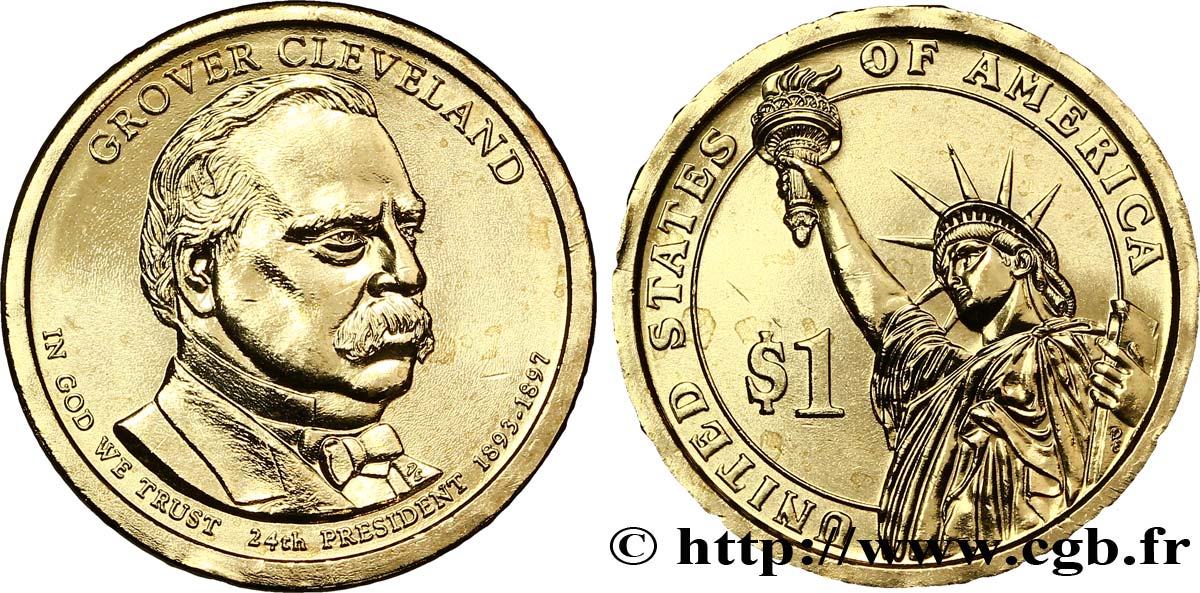 ÉTATS-UNIS D AMÉRIQUE 1 Dollar Grover Cleveland (2nd mandat) tranche A 2012 Philadelphie - P SPL 