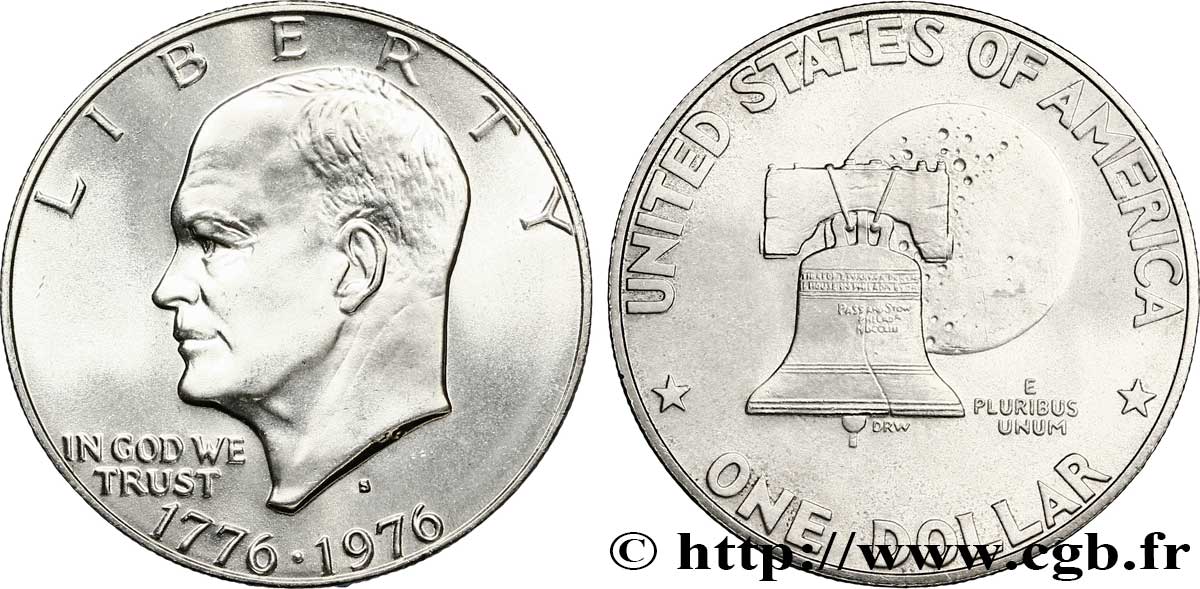 ÉTATS-UNIS D AMÉRIQUE 1 Dollar Eisenhower bicentenaire type I 1976 San Francisco - S SPL 