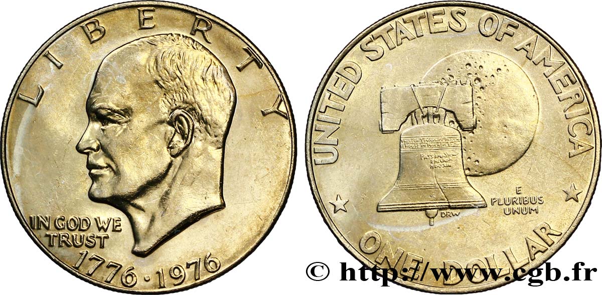 ÉTATS-UNIS D AMÉRIQUE 1 Dollar Eisenhower bicentenaire type I 1976 Philadelphie SUP 