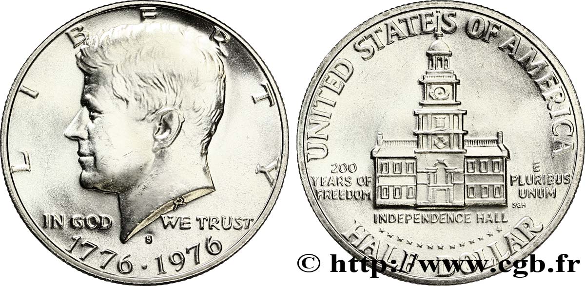 ÉTATS-UNIS D AMÉRIQUE 1/2 Dollar Kennedy / Independence Hall bicentennaire 1976 San Francisco - S FDC 