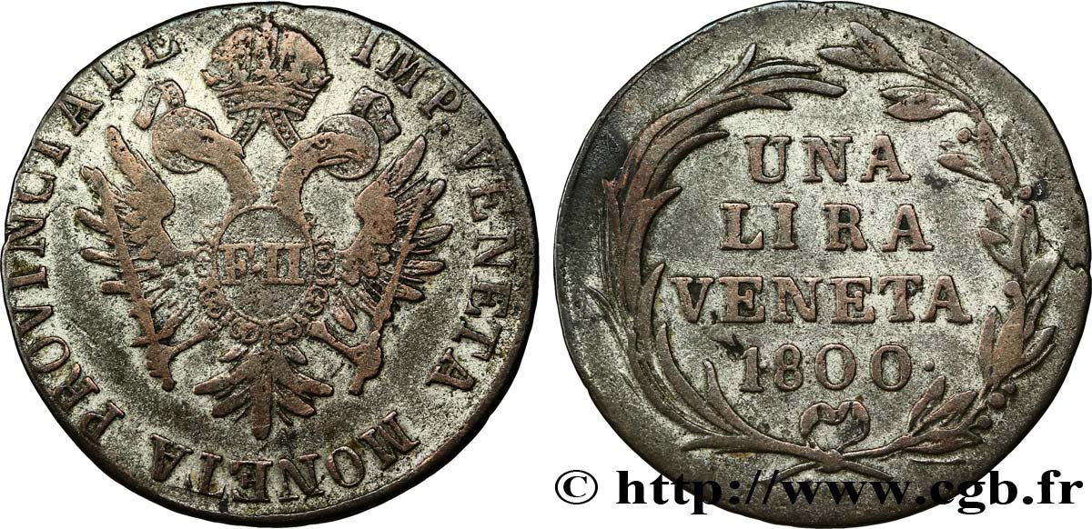 ITALIE - VENISE 1 Lira frappe au nom de François II 1802 Venise TB 