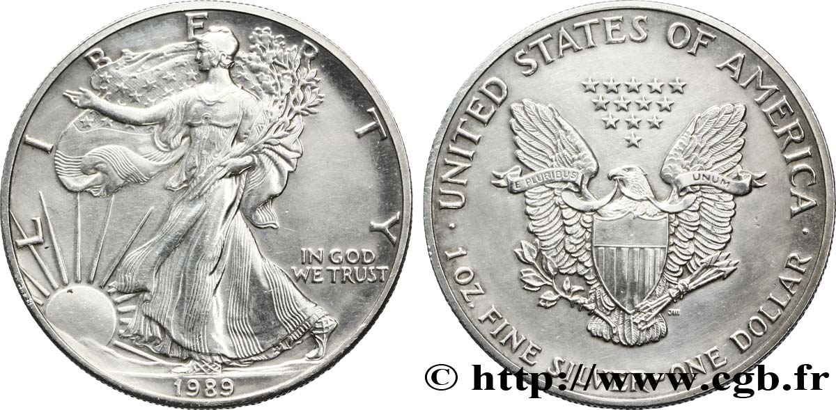 ÉTATS-UNIS D AMÉRIQUE 1 Dollar type Silver Eagle 1989 Philadelphie SUP 