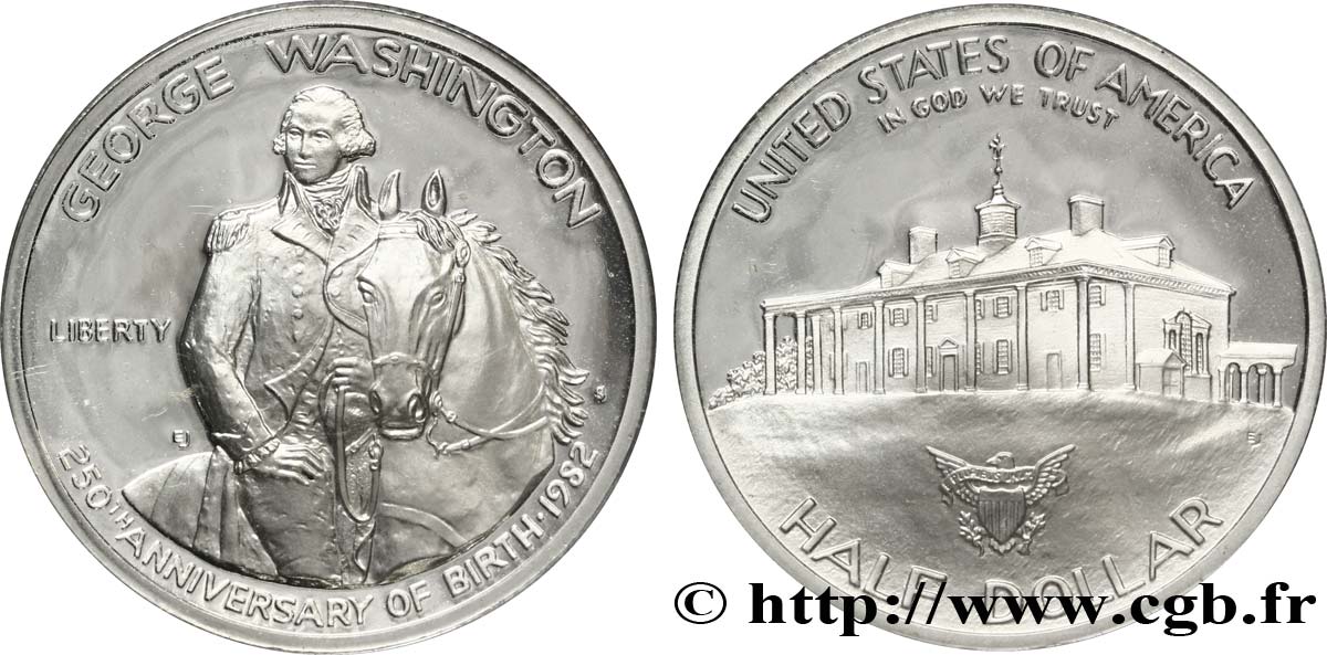 STATI UNITI D AMERICA 1/2 Dollar Proof 250e anniversaire de la naissance de George Washington 1982 San Francisco - S FDC 