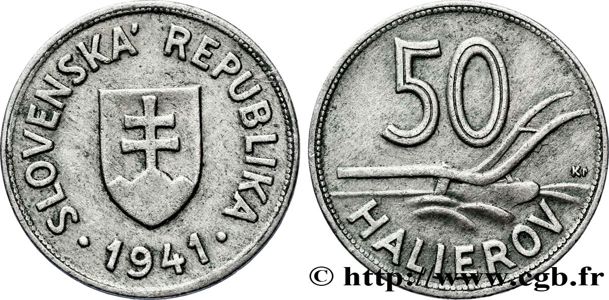 SLOVAKIA 50 Halierov emblème / charrue 1941 AU