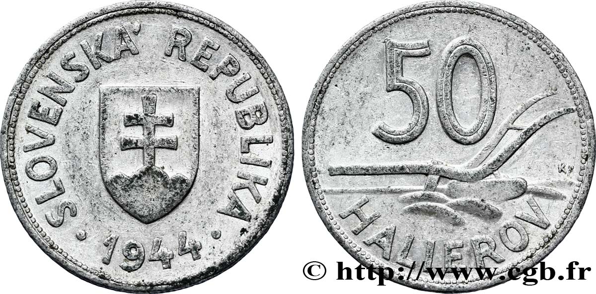 SLOVAQUIE 50 Halierov emblème / charrue 1944  TTB+ 