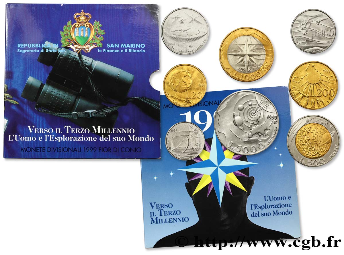 SAINT-MARIN Série FDC 8 Monnaies “Vers le troisième Millénaire” 1999 Rome FDC 