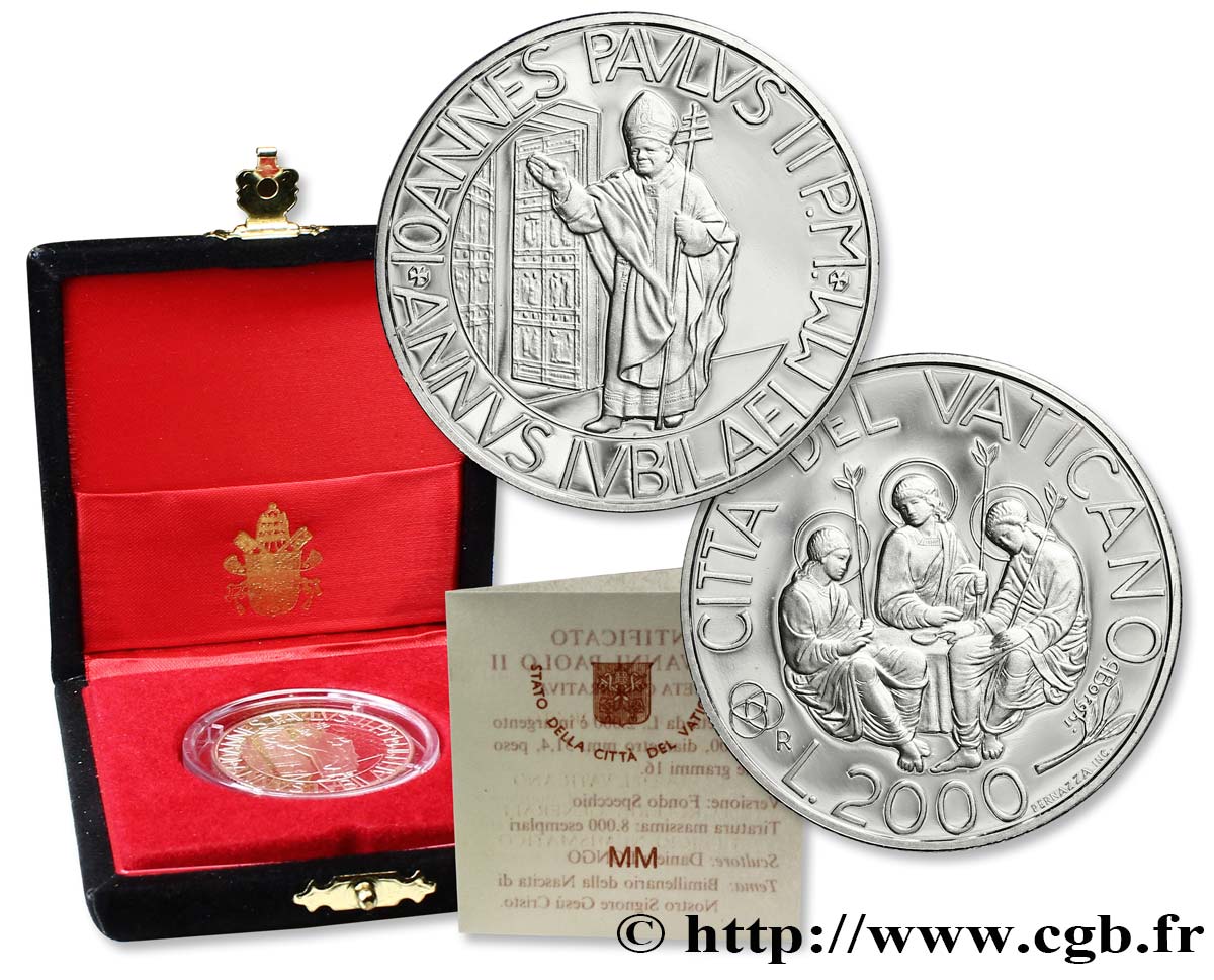 VATICANO E STATO PONTIFICIO 2000 Lire Proof Jean-Paul II “jubilé de 2000” 2000 Rome FDC 