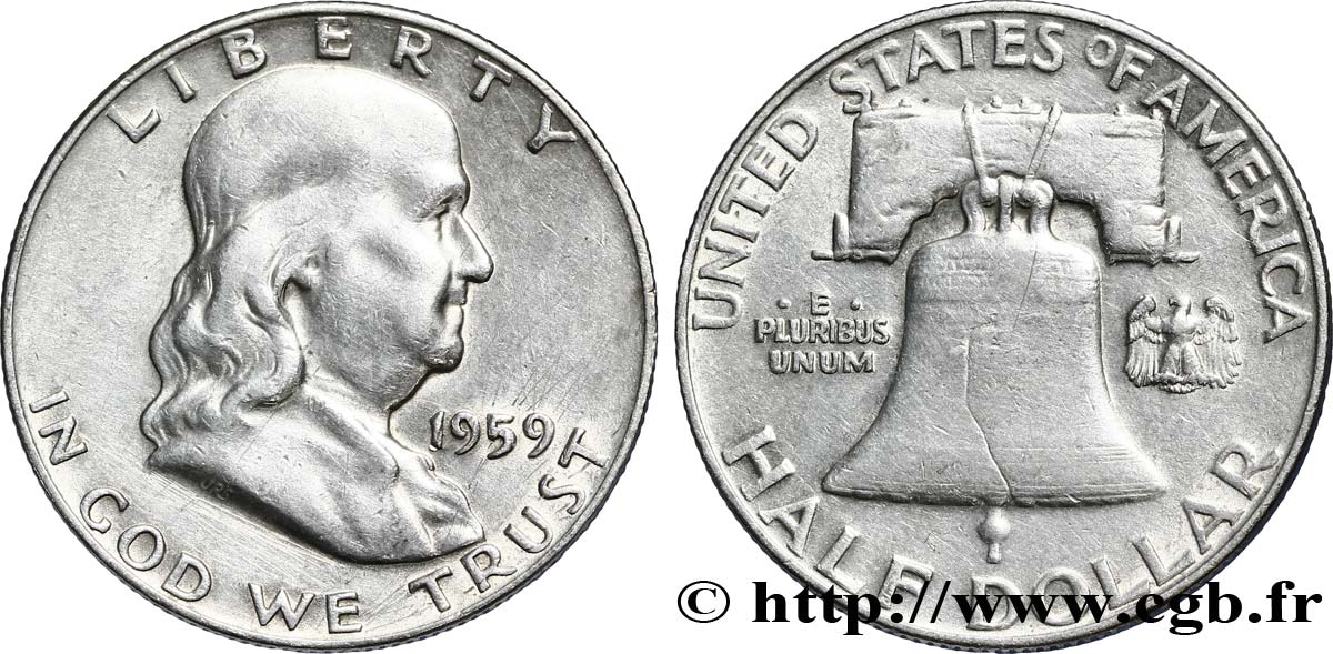 ÉTATS-UNIS D AMÉRIQUE 1/2 Dollar Benjamin Franklin 1960 Denver TTB 