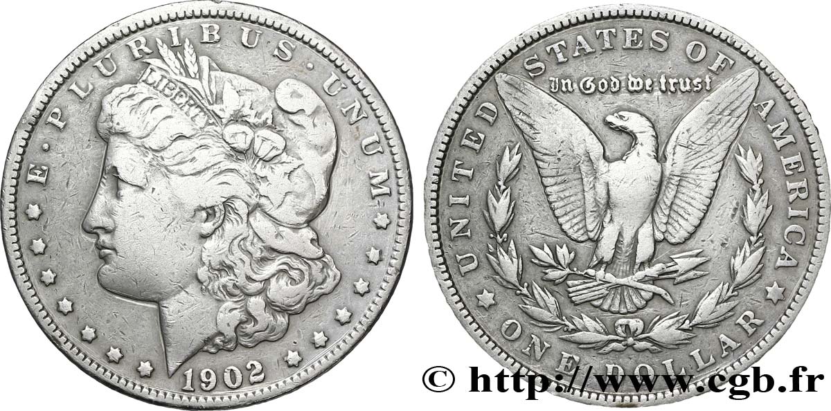 ÉTATS-UNIS D AMÉRIQUE 1 Dollar Morgan 1902 Philadelphie TB 