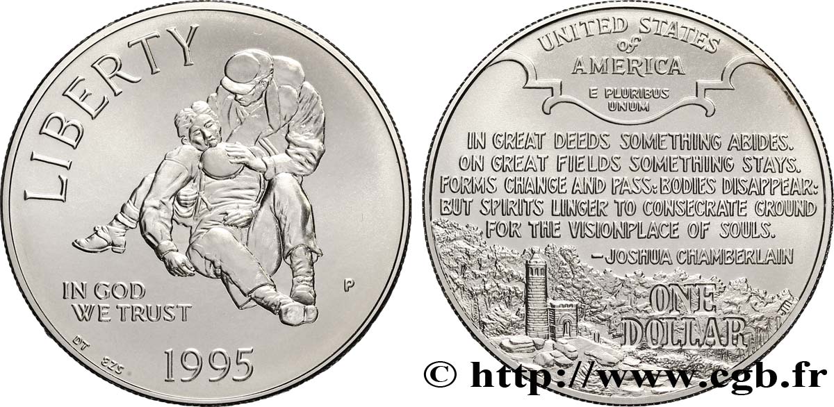 ÉTATS-UNIS D AMÉRIQUE 1 Dollar 100e anniversaire de la préservation des champs de bataille 1995 Philadelphie - P FDC 