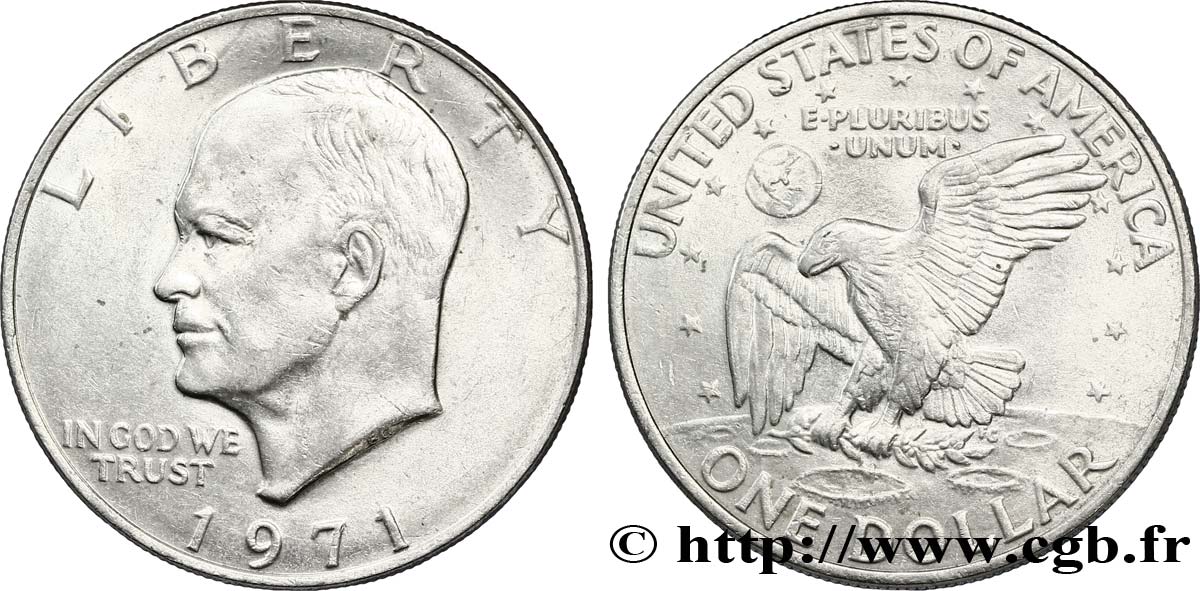 ÉTATS-UNIS D AMÉRIQUE 1 Dollar Eisenhower / aigle posé sur la Lune 1971 Philadelphie TTB+ 