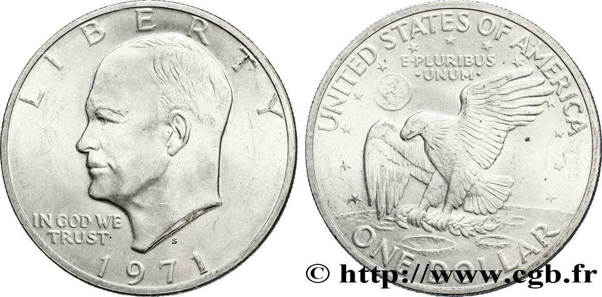 ÉTATS-UNIS D AMÉRIQUE 1 Dollar Eisenhower / aigle posé sur la Lune 1971 San Francisco - S SUP 
