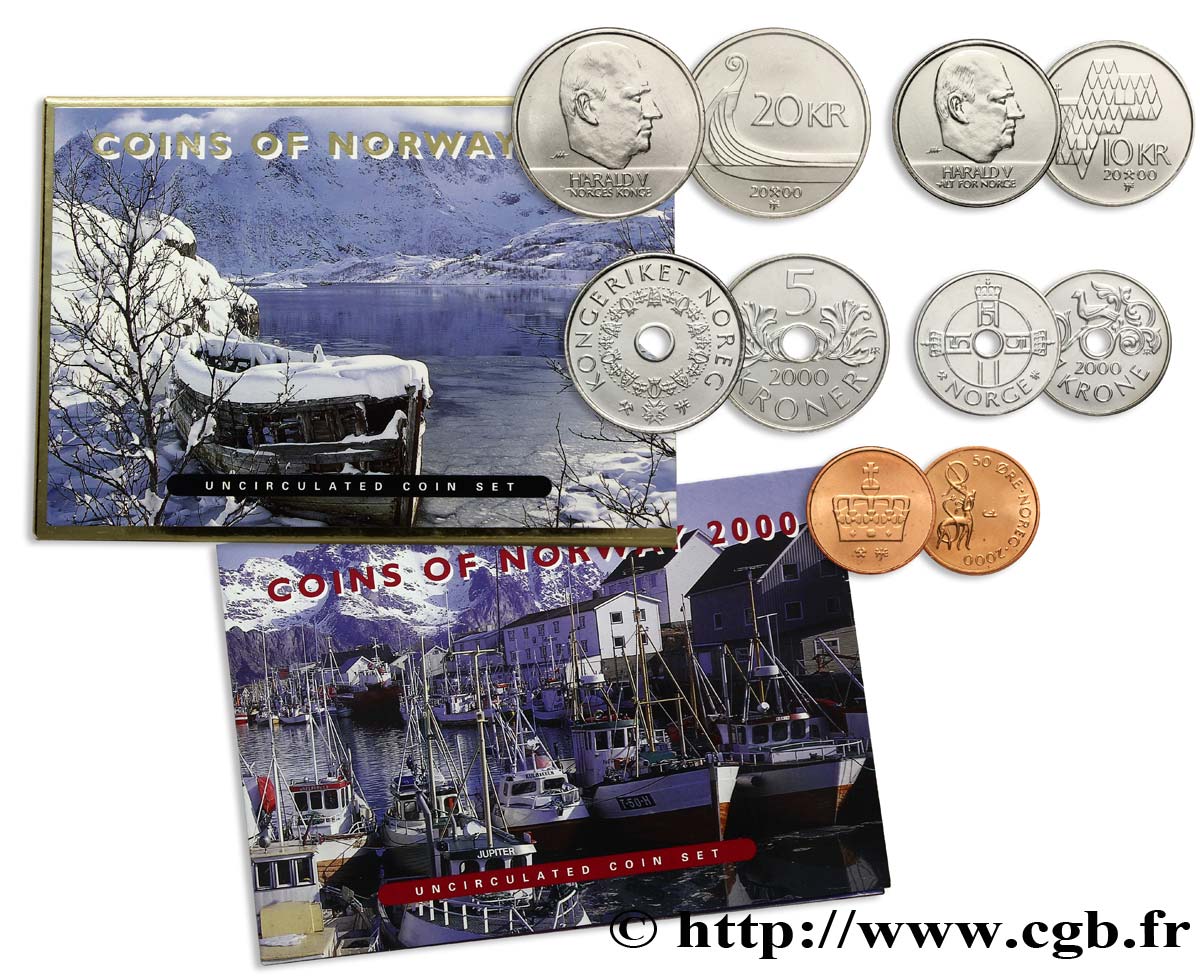NORVÈGE Série 5 Monnaies 2000  FDC 