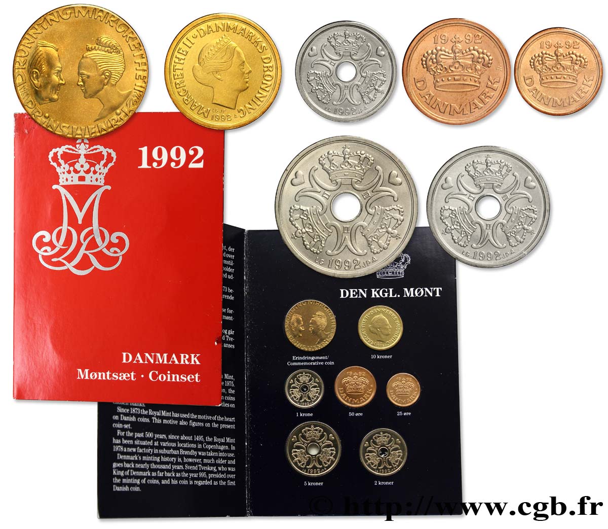 DANEMARK Série 7 Monnaies 1992  FDC 