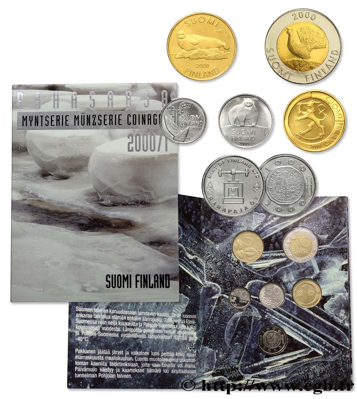 FINLANDE Série 5 Monnaies “Hiver” 2000  FDC 
