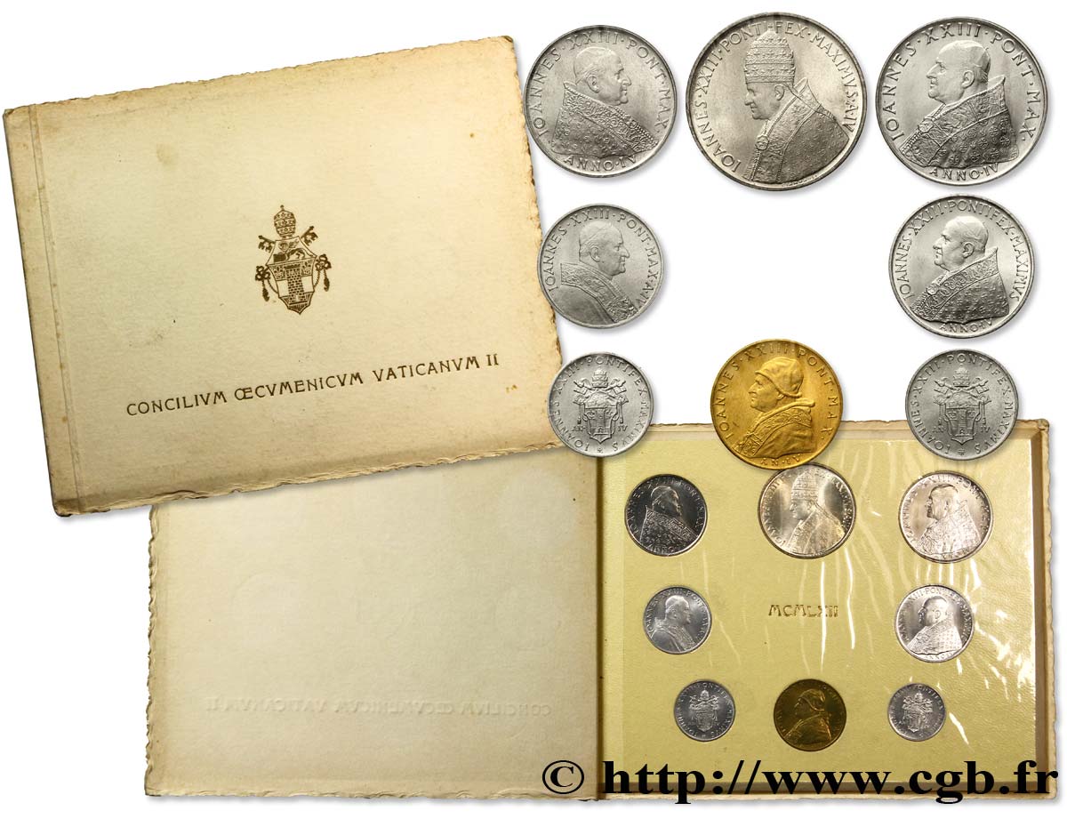 VATICAN ET ÉTATS PONTIFICAUX Série 8 monnaies Jean XXIII an IV / Conseil Oecuménique Vatican II 1962 Rome FDC 