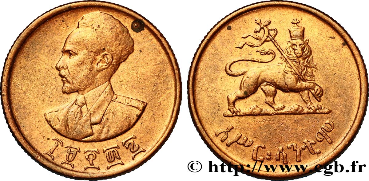 ÉTHIOPIE 10 Cents Haile Selassie/ lion éthiopien EE1936 1944  SUP 