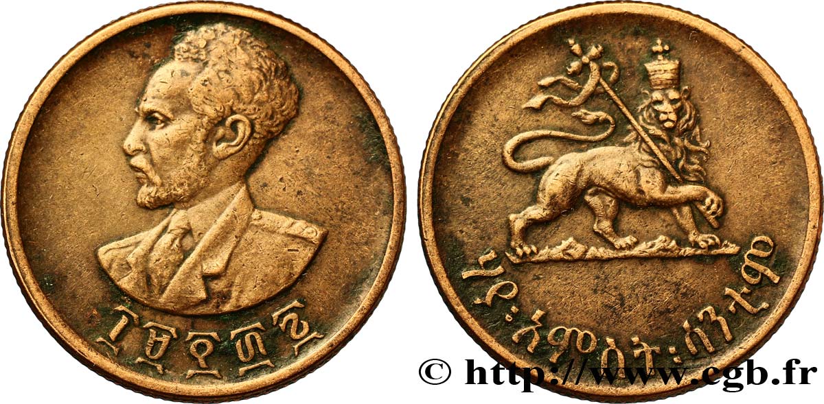 ÉTHIOPIE 25 Cents Haile Selassie/ lion éthiopien 1944  TTB 