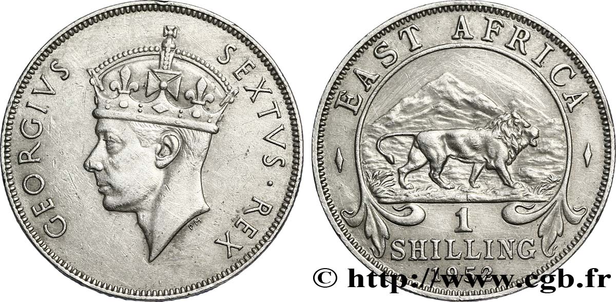 AFRIQUE DE L EST 1 Shilling Georges VI / lion 1952 Londres SUP 
