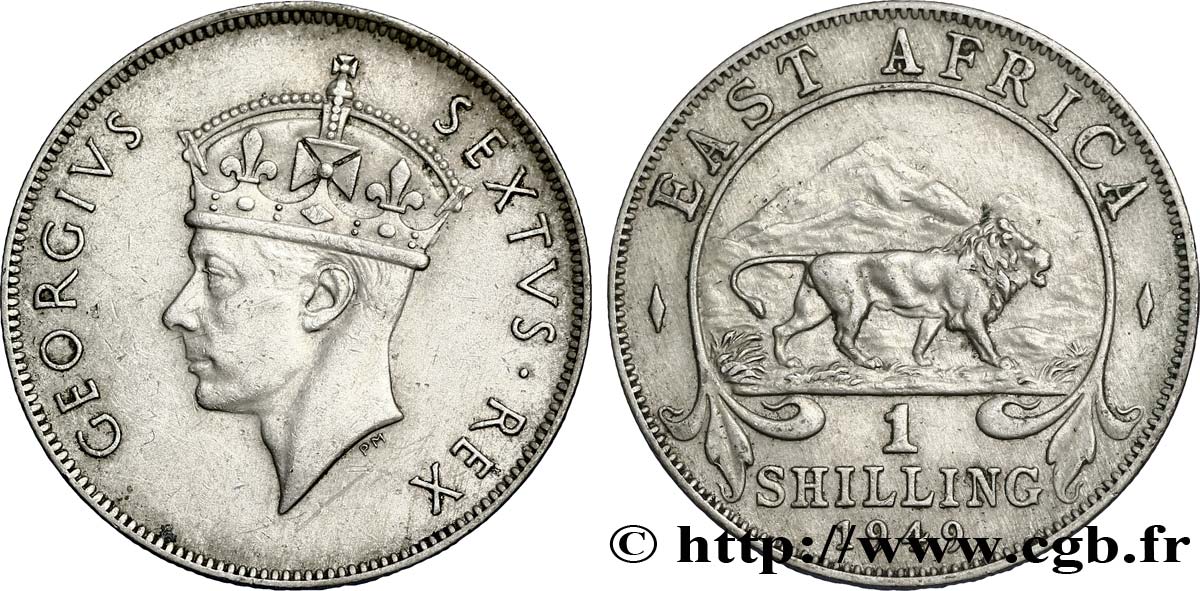 AFRIQUE DE L EST 1 Shilling Georges VI / lion 1949 British Royal Mint SUP 