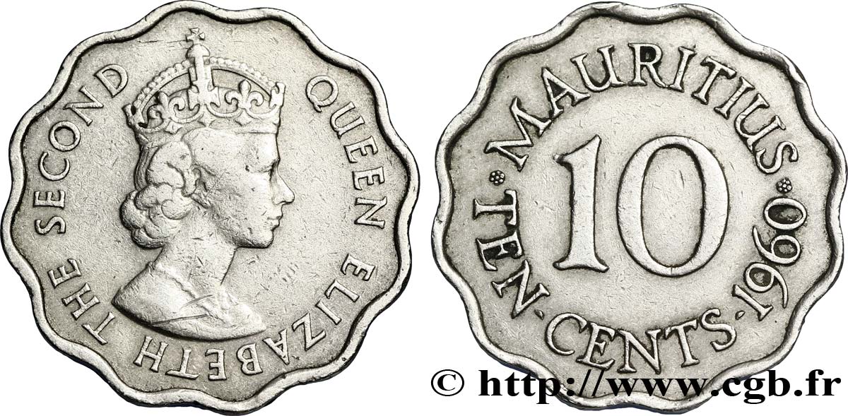 ÎLE MAURICE 10 Cents Elisabeth II 1960  TB+ 