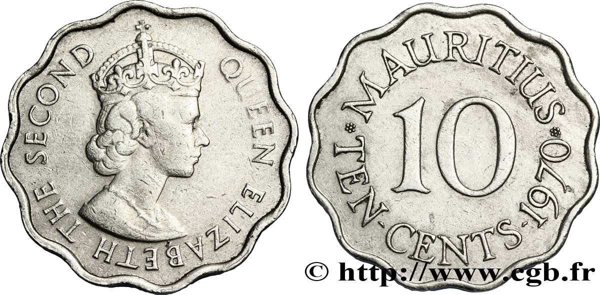 ÎLE MAURICE 10 Cents Elisabeth II 1970  TTB 