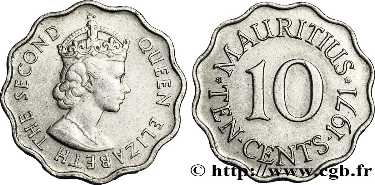 ÎLE MAURICE 10 Cents Elisabeth II 1971  SUP 